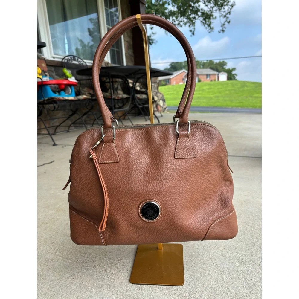 Dooney & Bourke Pebbled Leather Satchel Brown Ginger Handbag